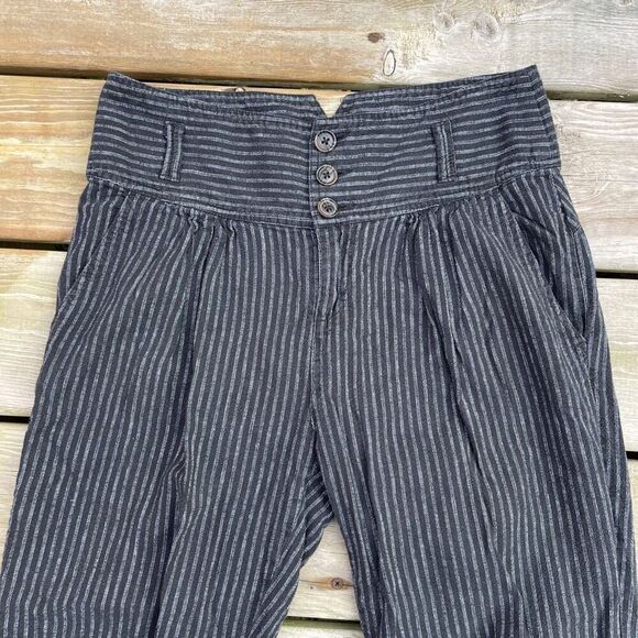 Sundance Striped Linen Cotton Pleated Pants Trousers - Picture 3 of 10